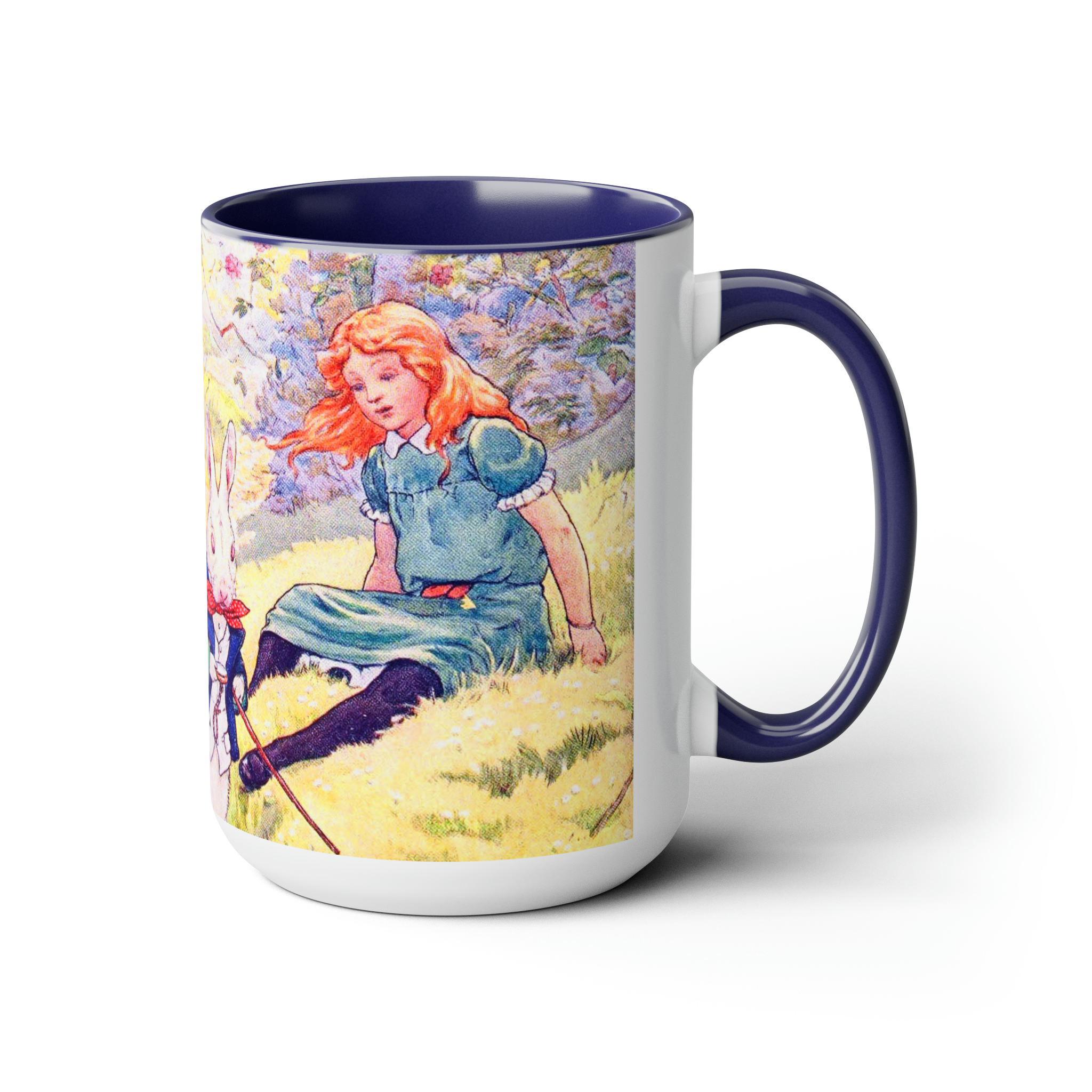 Alice with White Rabbit Colored Mug — Navy